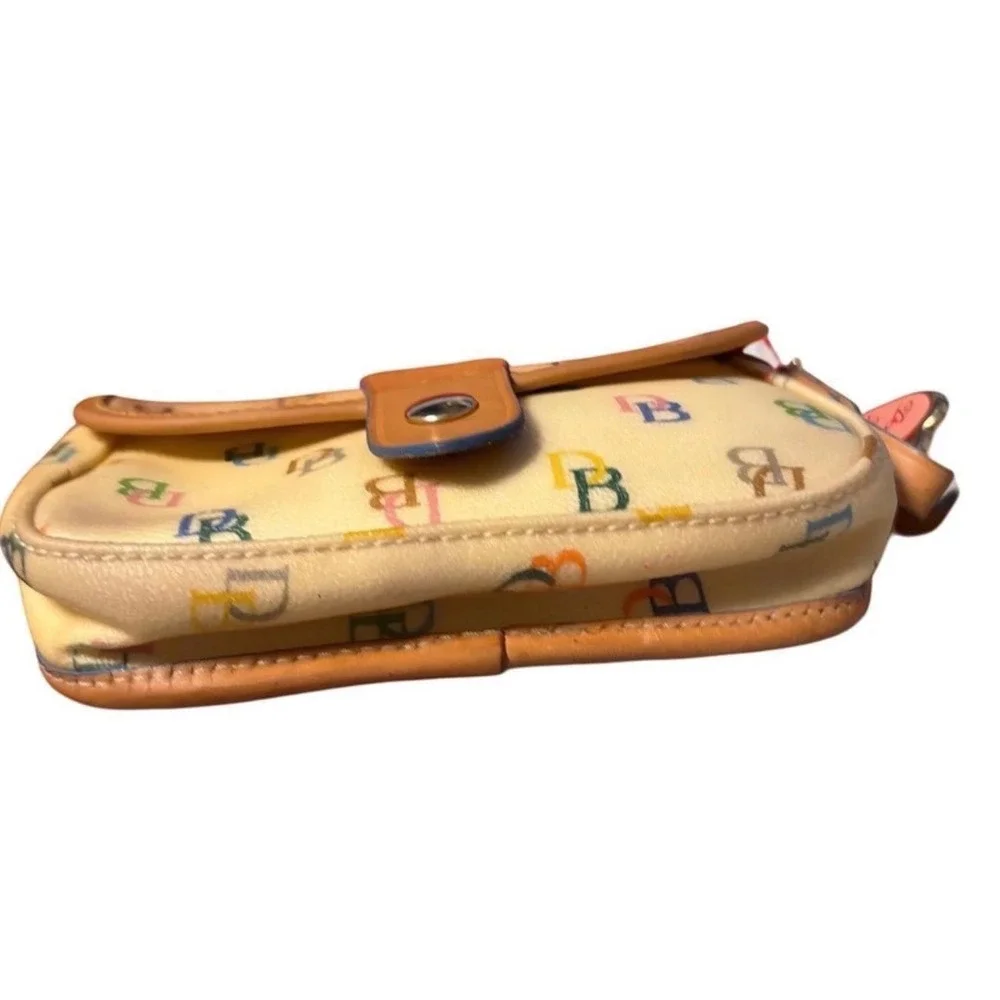 Flawed Gem! Dooney & Bourke Multicolor DB Monogram Wristlet Coated Canvas Heart
